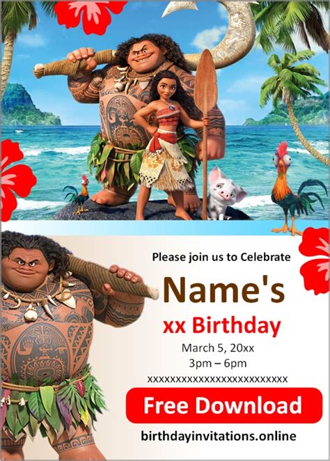 Moana Invitations Birthday Invitations