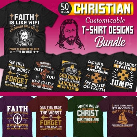 50 Editable Christian T Shirt Design Bundle MasterBundles