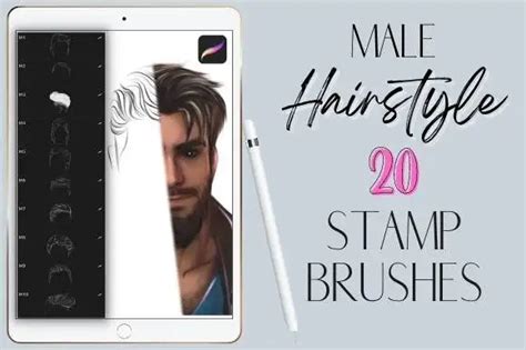 Procreate Male Hairstyle Stamp Brushes