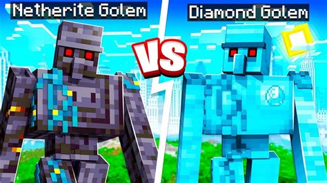 Netherite Golam Vs Diamond Golem Fight Minecraft Mobs Battle Youtube