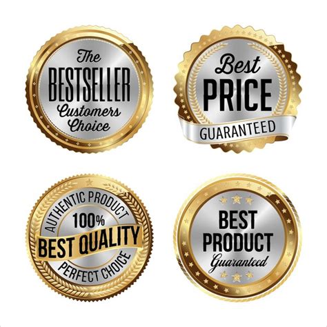 Premium Vector Gold And Silver Badges Bestseller Best Price Best