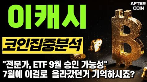 이캐시 코인 전문가 Etf 9월 승인 가능성 언급 이캐시코인 이캐시코인전망 이캐시코인분석 이캐시코인호재 Youtube