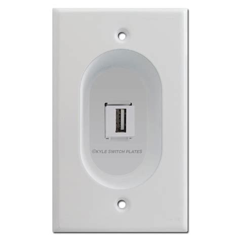 Recessed 2-Port USB Outlet Cover Wall Plate, Feed-Through Jacks