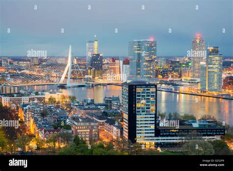 Rotterdam Skyline at night in Netherlands Stock Photo - Alamy