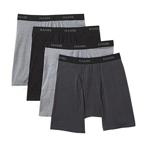 Hanes Mens Tagless 2xl Boxer Briefs With Comfort Flex Waistband 4 Pk 2349b4 Assorted Black Grey