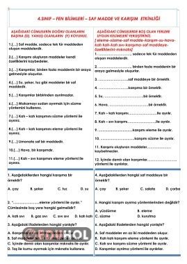 4 Sınıf Fen Bilimleri Saf Madd Eduhol Etkinlik İndir Oyun Oyna