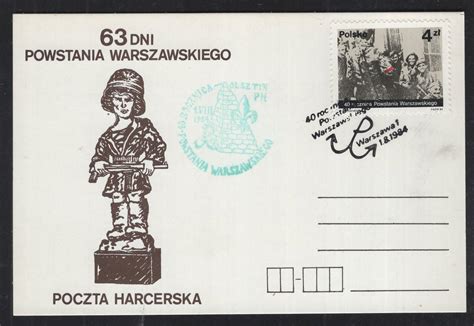 POCZTA HARCERSKA 1984 ROK KARTKA 40 ROCZNICA POWSTANIA WARSZAWSKIEGO