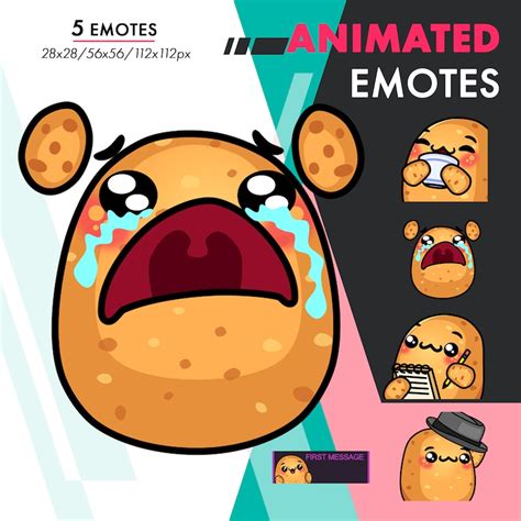 Animated Potato Emotes Pack 4 5 Cute Potato Mlady Sip First Message