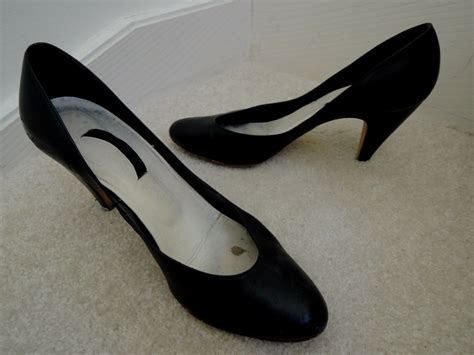 Ladies Shoes Size 8 12 M Black Leather 3 High Heels 65 Value Euc