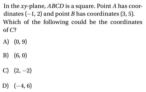 Solved In The Xy Plane Abcd Is A Square Point A Has Coor Dinates