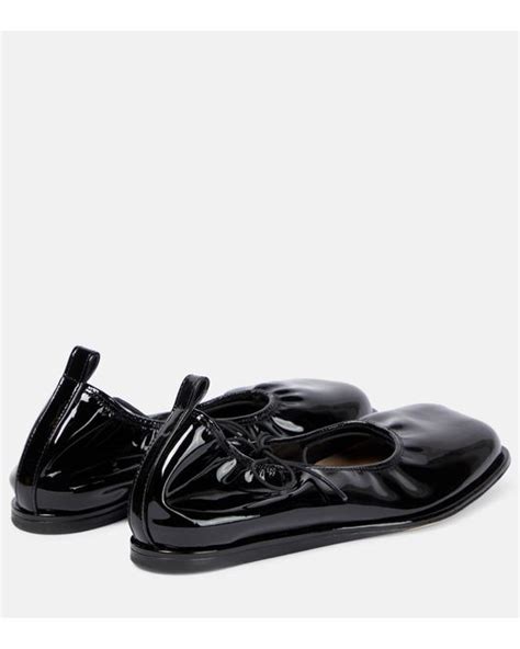 Simone Rocha Patent Leather Ballet Flats In Black Lyst