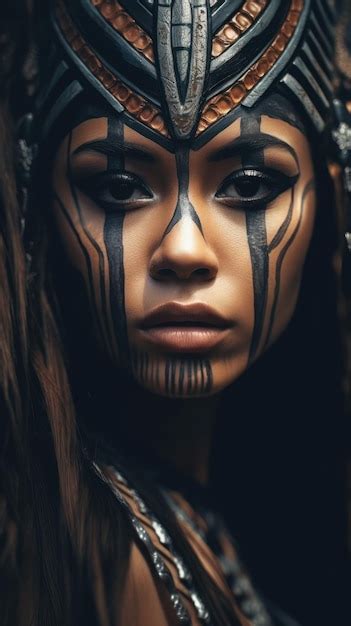 Premium Photo | A woman with a native american face paint.