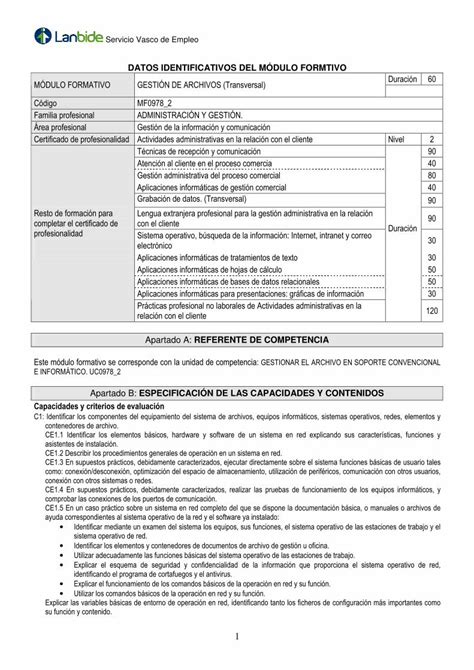 Pdf Datos Identificativos Del M Dulo Apps Lanbide Euskadi Net