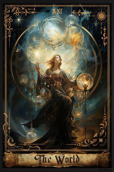 The World Tarot Card Print Major Arcana Art Poster The World Canvas