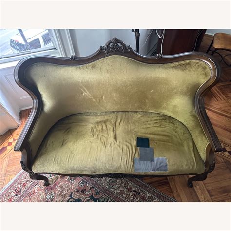 Vintage Green Velvet Loveseat - AptDeco