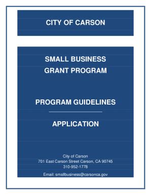 Fillable Online Ci Carson Ca City Of Carson Small Business Grant