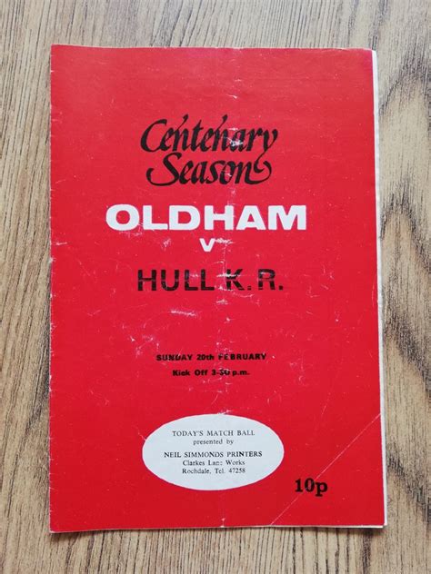 Oldham v Hull KR Feb 1977 Rugby League Programme - Rugbyreplay