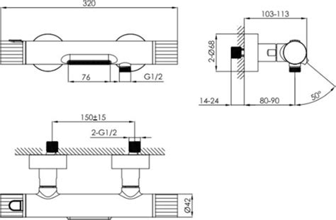 Ben Engraved Line Badkraan Thermostatisch Mat Zwart Bol