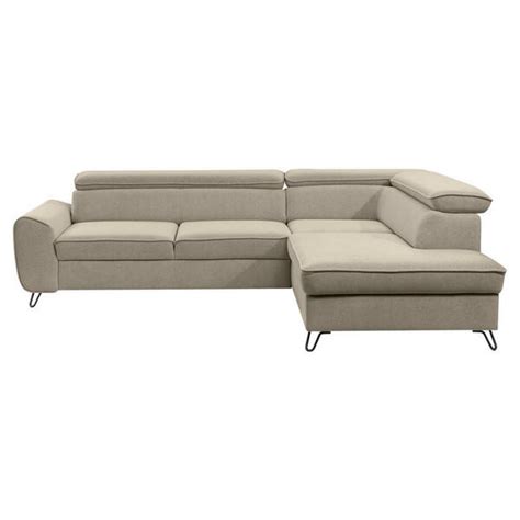 Stylife Ecksofa Beige Textil 4 Sitzer Ottomane Rechts Eckteil L