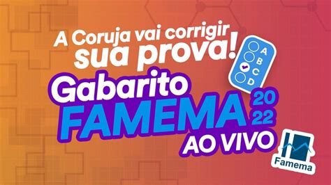 Gabarito FAMEMA 2022 Correção de prova AO VIVO YouTube