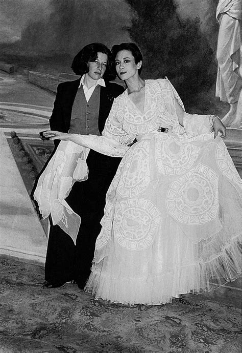 Fran Lebowitz With Tina Chow Wearing An Evening Gown By Zandra Rhodes