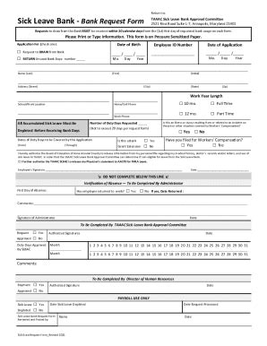 Fillable Online Sick Leave Bank Bank Request Form Taaac Fax Email