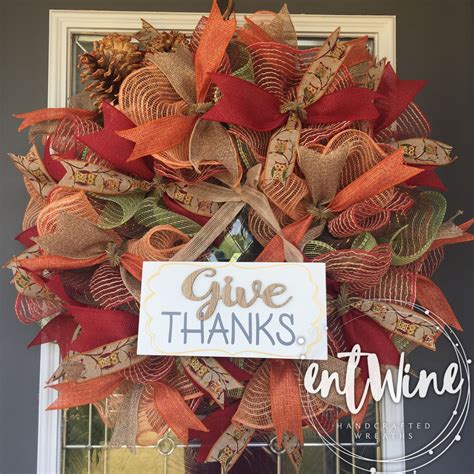 Give Thanks Jute Mesh Autumn Wreath Fall Wreaths Wreaths