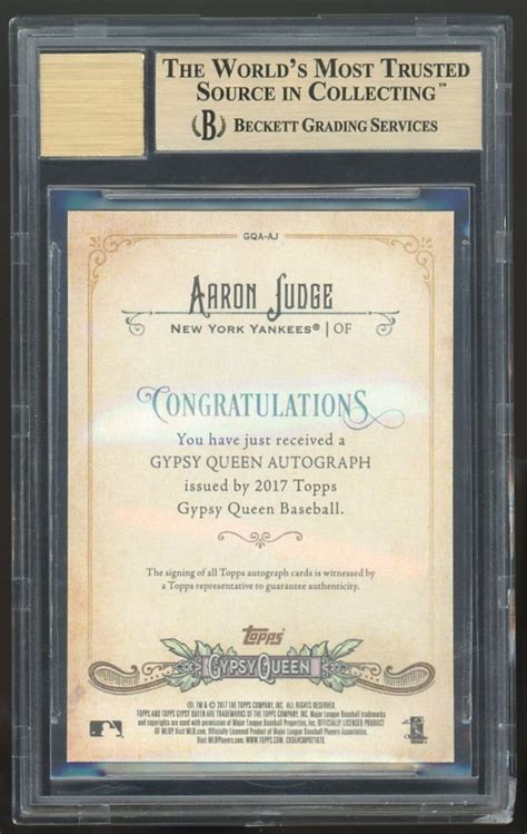 Lot Detail Aaron Judge Signed 2017 Topps Gypsy Queen Trading Card W