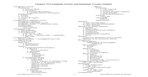 Pdf Chapter 22 Lymphatic System And Immunity Lecture 22 Lymphatic System And Immunity