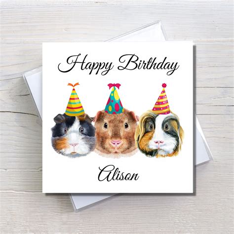guinea pig birthday card guinea pig card personalised birthday card