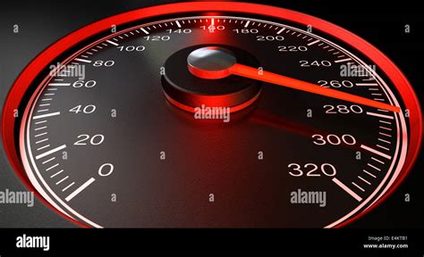 A Regular Speedometer With Glowing Red Edges And A Red Needle Pointing