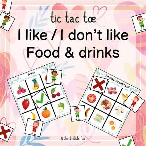 Food Tic Tac Toe I Like I Dont Like The British Fox