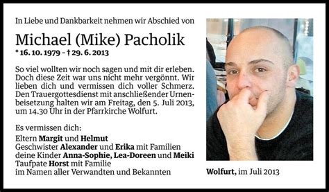 Todesanzeigen Von Michael Mike Pacholik Todesanzeigen Vorarlberger