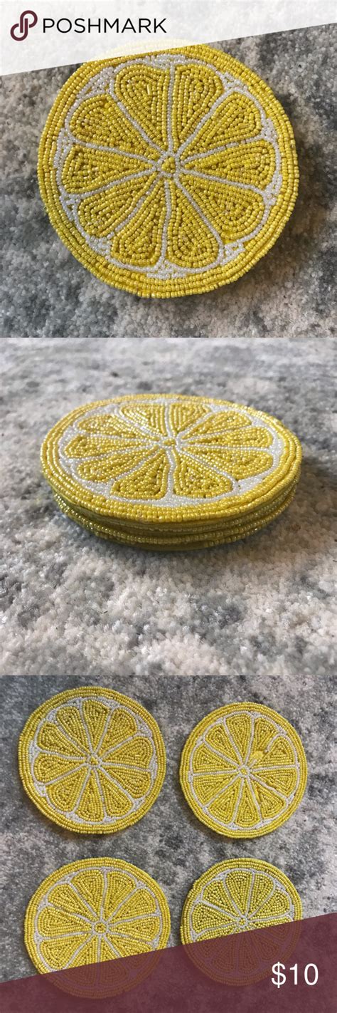 Lemon Beaded Coasters Set Of Beaded Coaster Set Coasters