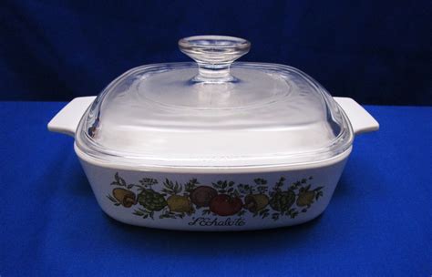 Vintage CorningWare Spice of Life 1 Liter Casserole Dish with Glass Pyrex Lid La Echalote ...