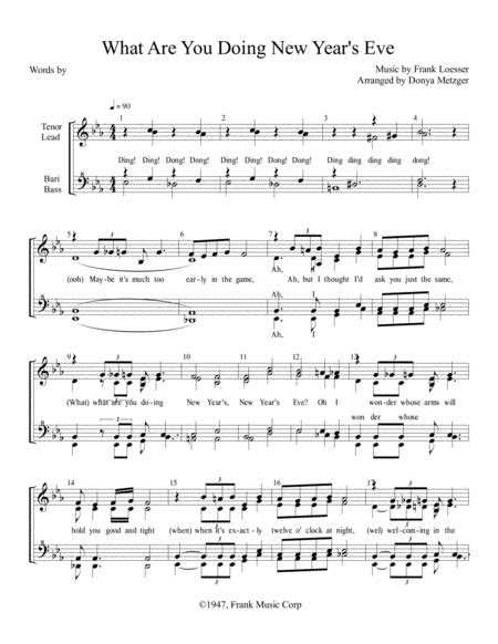 What Are You Doing New Year S Eve Arr Donya Metzger Sheet Music