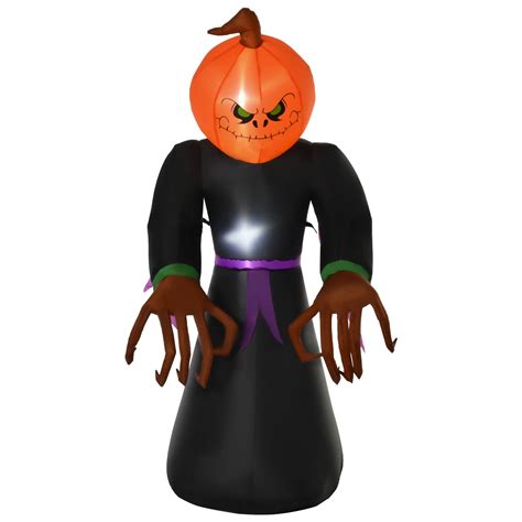 Homcom Pumpkin Reaper Light Up Halloween Yard Inflatable With Led Lights Including Fan 7