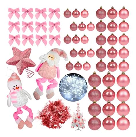 Kit Bolinhas De Natal Fosca Glitter Lisa Enfeites Rosa Rose Frete grátis