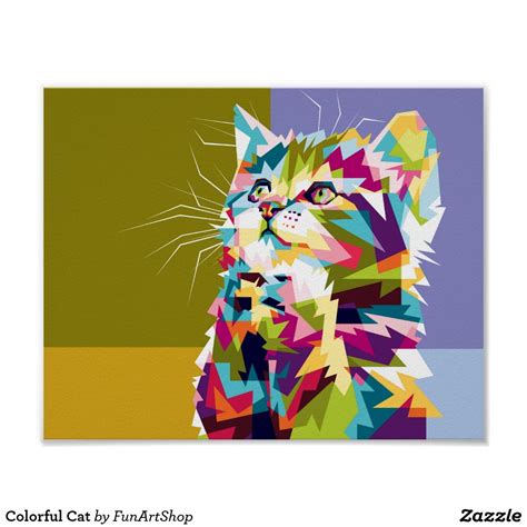 Colorful Cat Poster Cat Posters Cat Colors Cat Painting