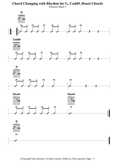 Chord Changing With Rhythm For G, Cadd9, Dsus4 Chords - Guitar ...