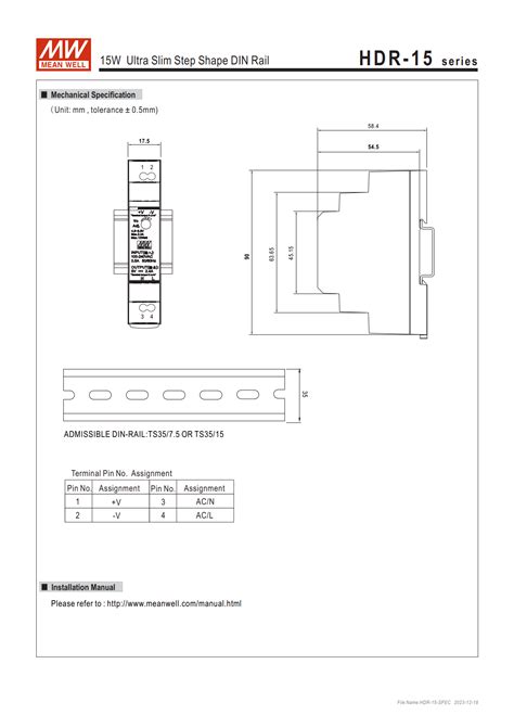 Mean Well Hdr 15 5 5v 24a สวิตช์พาวเวอร์ซัพพลาย Meanwell หม้อแปลง