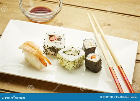 Sushi With Chopsticks Stock Photo Image Of Dish Eating 39811948