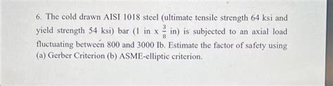 Solved The Cold Drawn Aisi Steel Ultimate Tensile Chegg