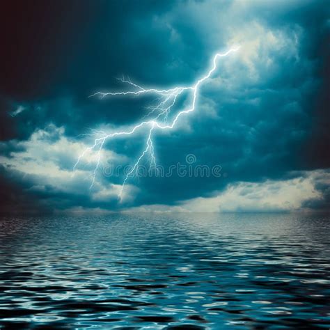 Lightning Strike On The Dark Cloudy Sky Stock Image Image Of Charge