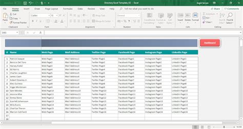 Plantilla De Excel De Directorio Directorio De Direcciones Y Etsy