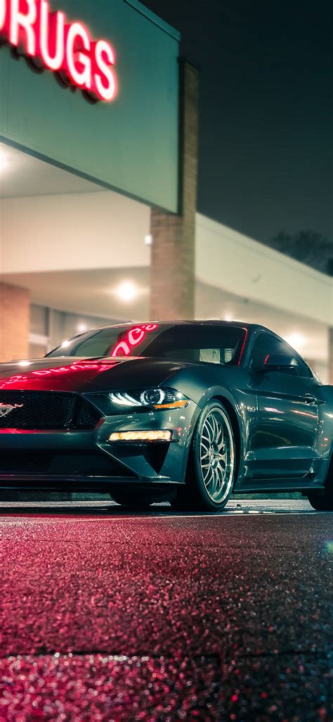 Ford Mustang Wallpaper 4K, Night, City lights, Neon