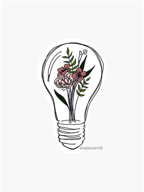 Lightbulb Flowers Sticker For Sale By Sheaacarroll Redbubble