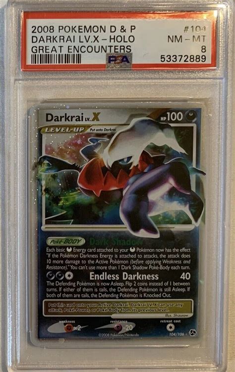 PSA 8 Darkrai Lv X Great Encounters Holographic Pokemon Card EBay