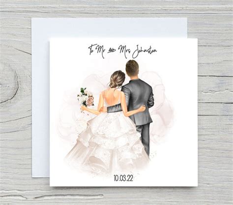 Bride Groom Wedding Card Personalised Wedding Day Card Etsy