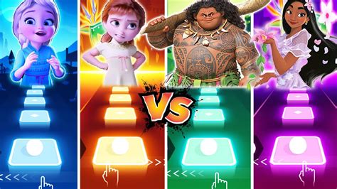 Baby Elsa Baby Anna Vs Maui Encanto Isabela Tiles Hop EDM YouTube